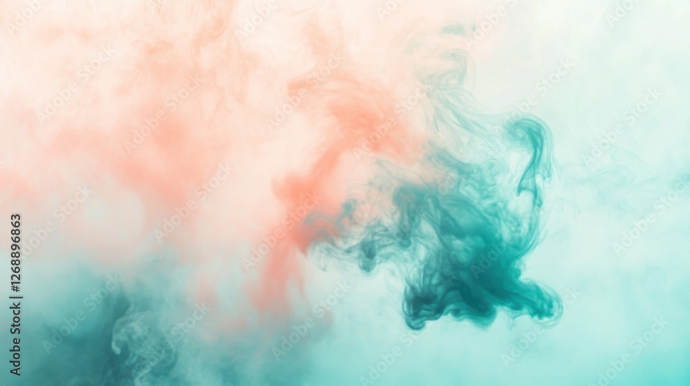 Fototapete seamless blend of elegant teal and peach haze creating an ethereal atmosphere in a tranquil space