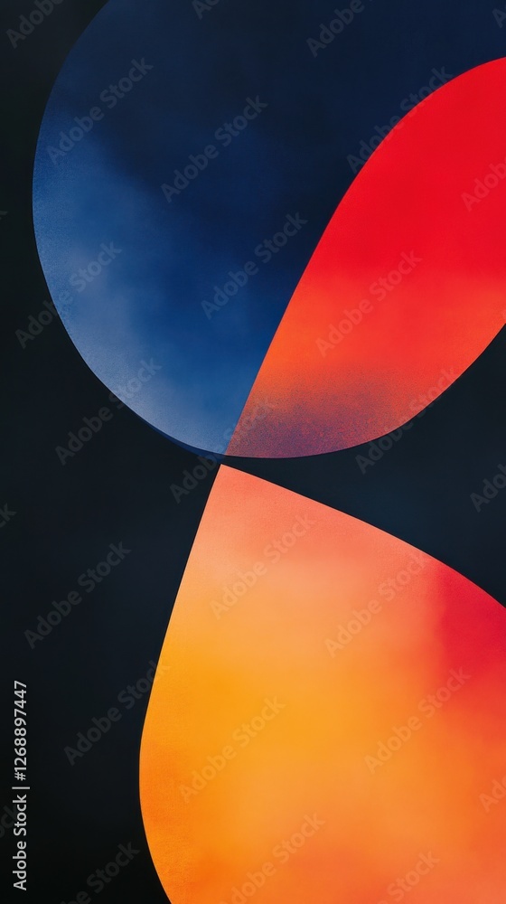 Poster Bold and vibrant abstract shapes intertwine with contrasting colors creating a striking visual experience