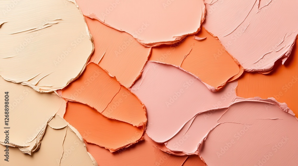 Poster Abstract composition of pencil strokes showcasing varying shades of peach and coral on a textured surface