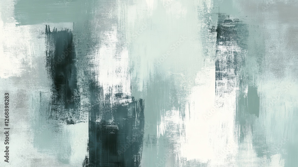 Poster mint and gray abstract design with bold brushstrokes creating a calming atmosphere for modern decor