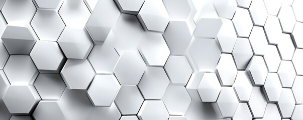 Naklejka premium Abstract hexagonal pattern in sleek white tones, showcasing symmetry and modern design principles. Ideal for backgrounds, textures, and contemporary projects in various fields.