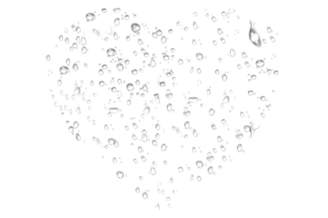 heart-shaped raindrops isolated on a transparent background,close-up; png