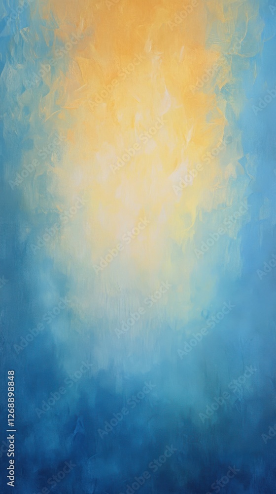 Poster gradient transition from cool blue tones to warm yellow hues creating a serene visual experience