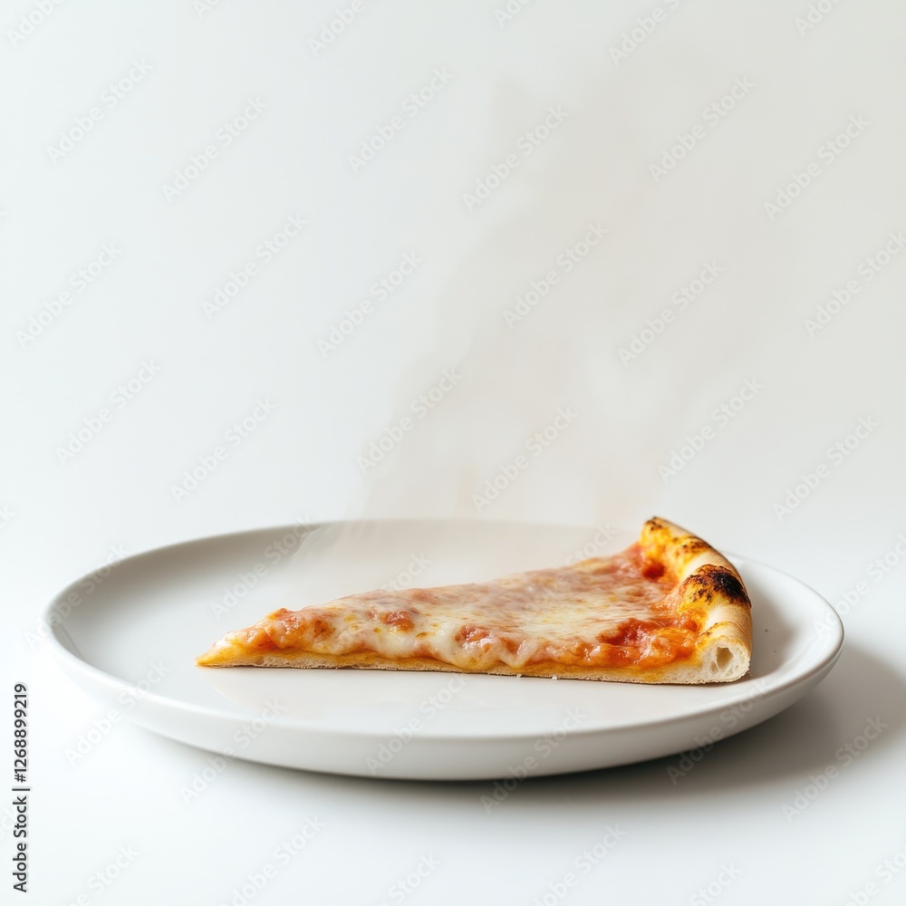 Aufkleber steaming slice of pizza on a white ceramic plate with a warm and inviting appearance perfect for a c