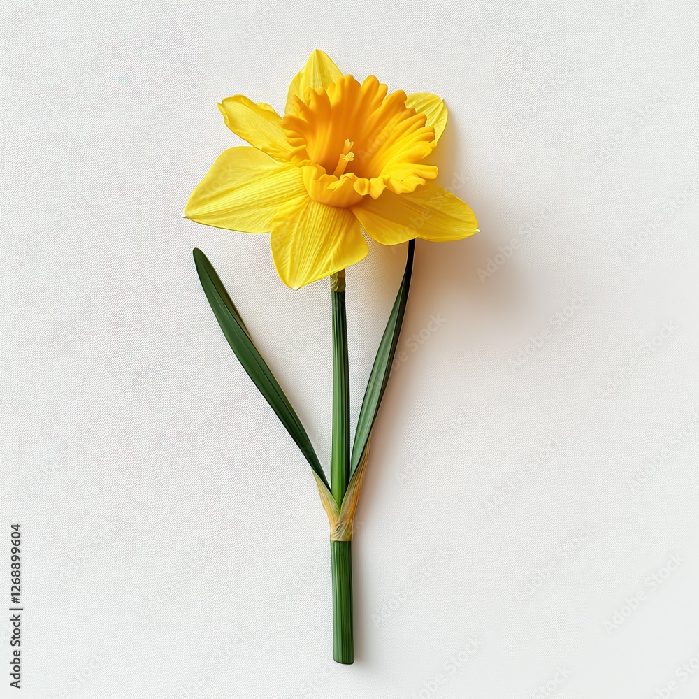 Poster bright yellow daffodil rests on a smooth surface capturing the essence of spring and beauty