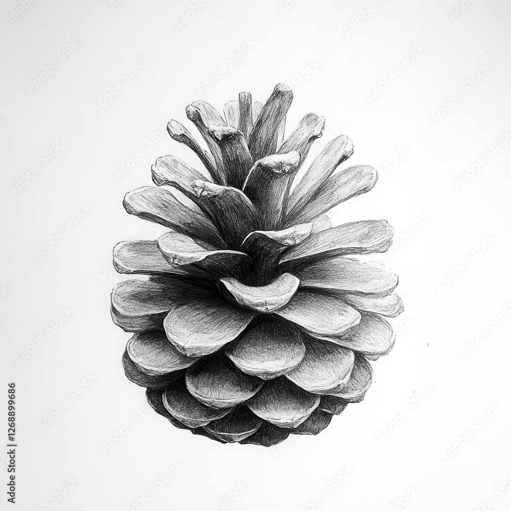 Poster Detailed close-up of a single pinecone showcasing intricate scales and texture in a natural setting