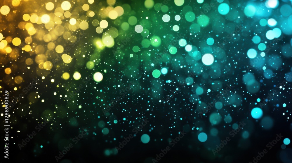 Poster bright blue abstract background with binary code, dots, and a wintery glow