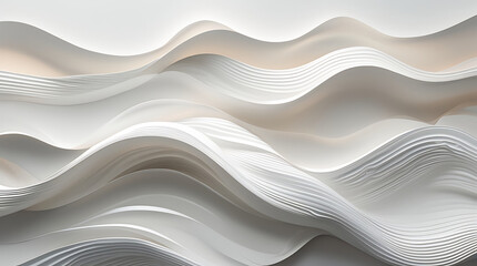 Obraz premium Stylish and modern minimalist seamless white wave texture pattern background with monochromatic color scheme. Abstract White Wave Forms background