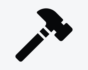 Claw Hammer Handtool Hand Tool Handyman Smash Construction Fix Repair Broken Fixing Hardware Black White Icon Sign Symbol Graphic Illustration Vector