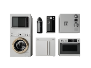 House appliances on transparent background.
