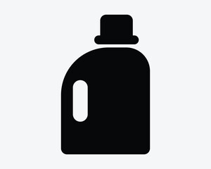 Laundry Detergent Bottle Soap Cleaning Supply Clean Wash Clothing Container Shape Black White Icon Sign Symbol Graphic Illustration Vector