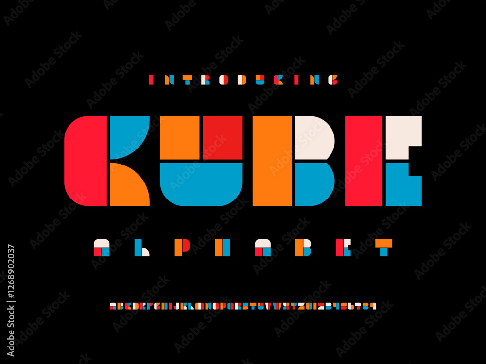 Poster vector of modern abstract alphabet design with uppercase and numbers