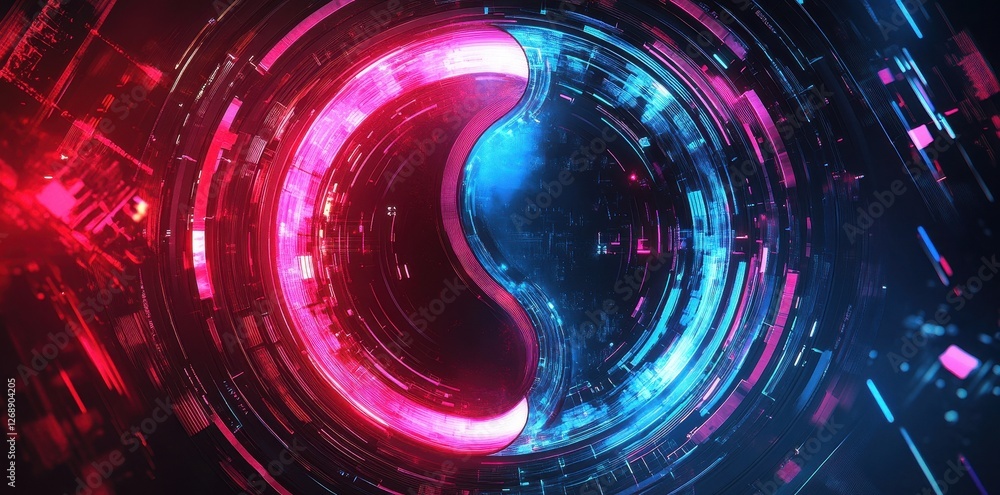 Aufkleber abstract representation of a yin yang symbol with futuristic elements