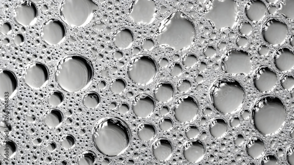 Aufkleber Captivating abstract bubble texture pattern with a minimalist monochrome grayscale design  The image features a visually striking ethereal and futuristic looking arrangement of spherical forms