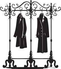 Black Color Coat Rack Silhouette Vector Illustration design, Solid White Background