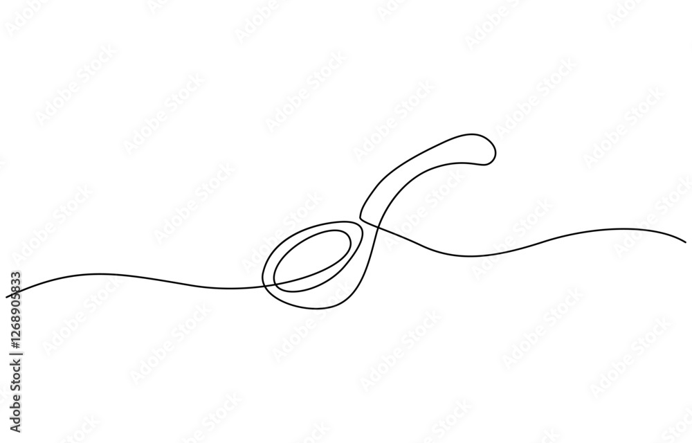 Poster spoon fork place mat one line drawing continuous, single one line drawing spoon. tableware concept. 