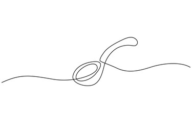 Obraz premium Spoon fork place mat one line drawing continuous, Single one line drawing spoon. Tableware concept. Continuous line draw design graphic vector illustration.
