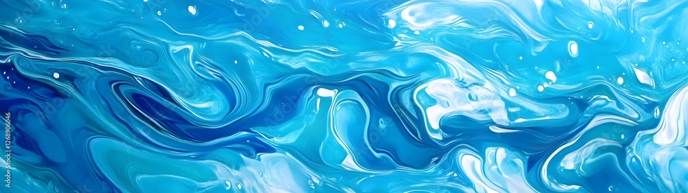 Poster Captivating Fluid Art Mesmerizing Swirls of Color and Motion   This abstract digital painting features a dynamic and ethereal flow of vibrant turquoise blue and white hues
