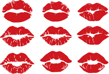 Lipstick kiss prints. Seamless pattern lipstick kiss. Fabric print design, cosmetic industry marketing poster or flyer idea. Different shapes female sexy lips.