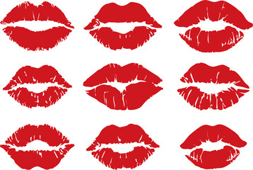 Lipstick kiss prints. Seamless pattern lipstick kiss. Fabric print design, cosmetic industry marketing poster or flyer idea. Different shapes female sexy lips.