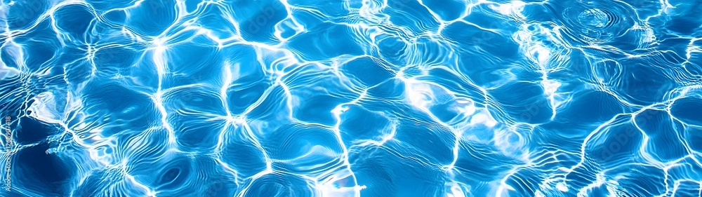Poster captivating ripples and reflections in a shimmering blue pool offering a serene and refreshing backg