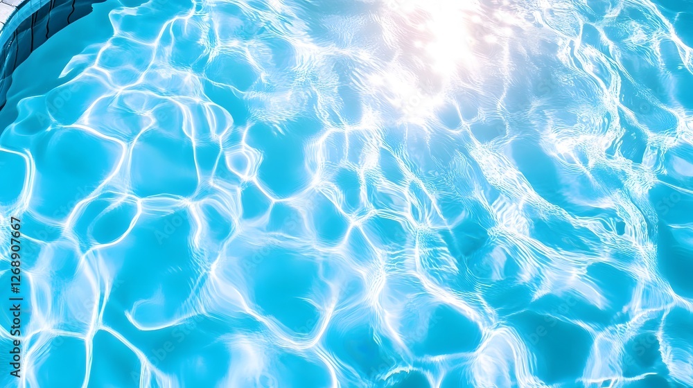 Poster Captivating Underwater Reflections Shimmering blue water patterns and waves create a mesmerizing serene and tranquil scene