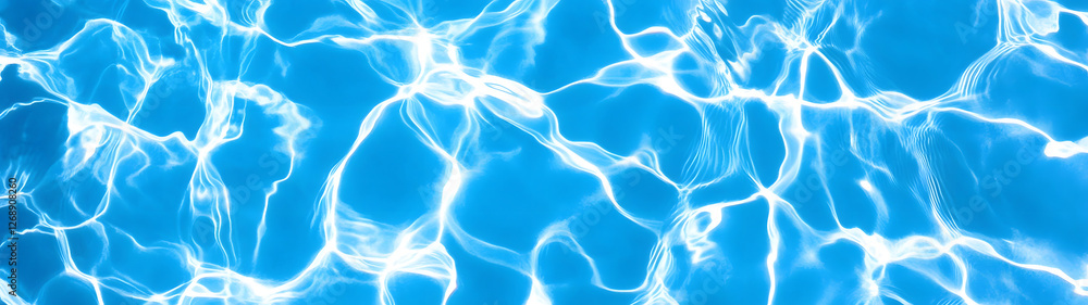 Poster Captivating underwater view of a swimming pool with mesmerizing wavy ripples and shimmering reflections in vibrant aqua blue waters creating a serene and tranquil atmosphere