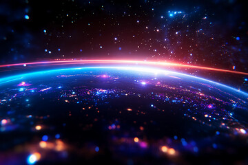 Fototapeta premium Glitching Planetary Rings - A Digital Disruption of Natural Cosmic Beauty with Pixelated Static and Technological Glitches in Planetary Rings and Space Phenomenon