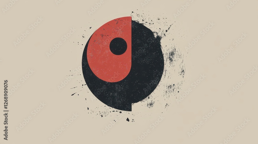 Poster abstract image shows a two tone asymmetrical circle design