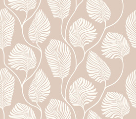 Black abstract floral palm leaves seamless pattern. leaf pattern background.