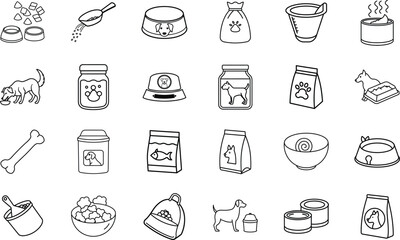 Dog Food Icons Bowls, Cans, Bags, Treats, and More