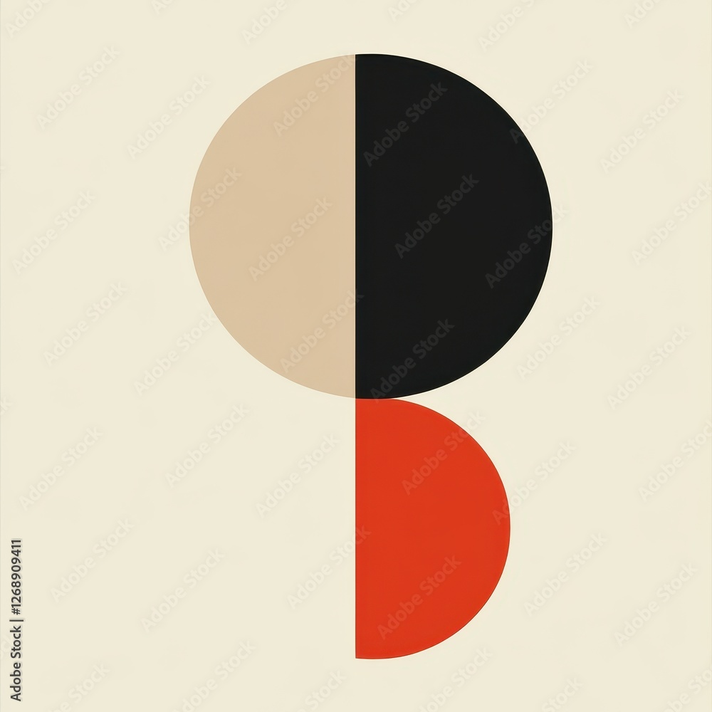 Poster geometric composition with overlapping circles in contrasting colors