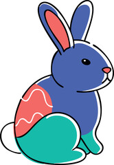 Doodle-style illustration of a cheerful Easter bunny with a decorated egg