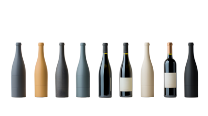 Creative wine bottle designs showcase modern studio product photography minimalist setting close-up perspective artistry and innovation in packaging