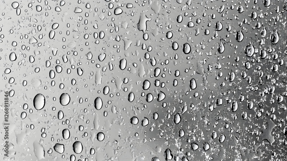 Fototapete Close up view of crystal clear water droplets forming an abstract pattern on a transparent surface creating a surreal and mesmerizing visual effect through reflection and refraction