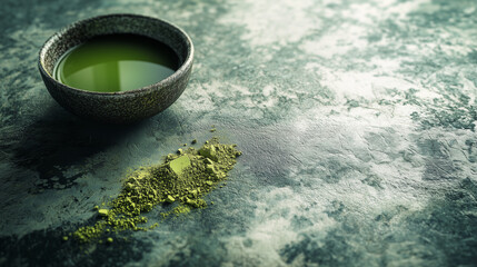 Matcha powder on the table