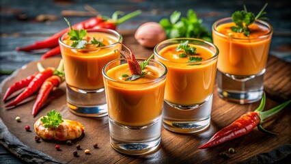Elegant Lobster Bisque Shooters: Gourmet Seafood Appetizer Photo