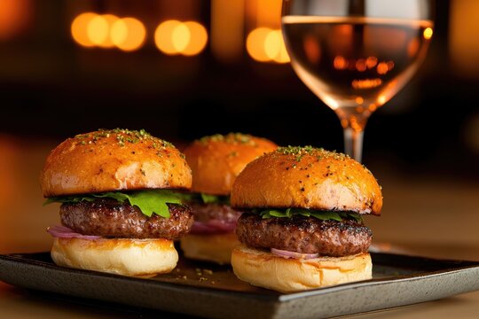 Gourmet Sliders and Wine: Perfect Pairing in Elegant Setting for Food Lovers