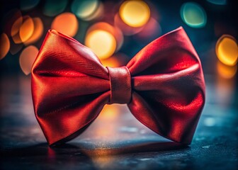 Elegant Red Hair Bow - Low Light Photography Stock Photo