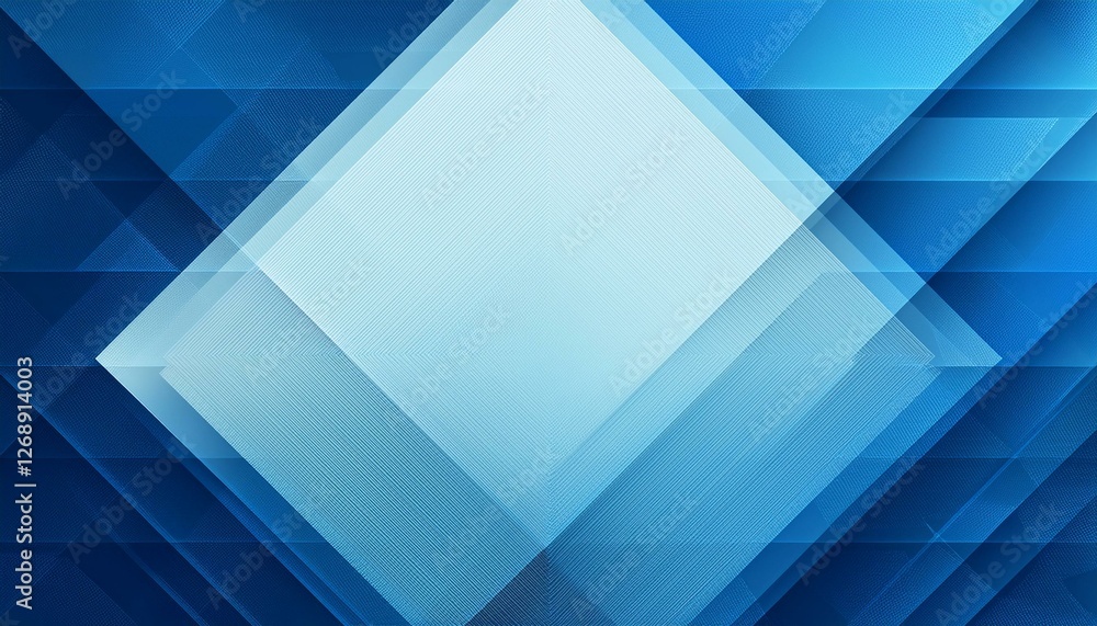 Poster modern abstract blue background design with layers of textured white transparent material in triangl