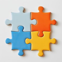 Obraz premium Colorful Interlocking Jigsaw Puzzle Pieces Forming a Square Composition