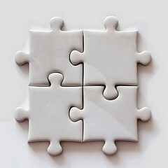 Obraz premium Interlocking Jigsaw Puzzle Pieces Forming a Square Geometric Design