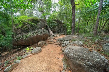 Phu Prabhat Historical Park. he is located between Udon Thani and Nong Khai, in north east thailand. a very nice place to visit if u are around.