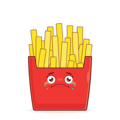 fries potatoes crying face cartoon cute