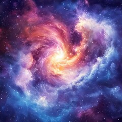 Obraz premium A swirling colorful galaxy and nebula filled with shining stars