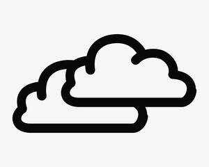 Cloud Outline Cloudy Sky Line Shape Weather Sky Clouds Natural Nature Fog Mist Foggy Smog Icon Black White Symbol Sign Graphic Illustration Vector