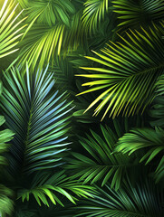 Lush tropical palm leaves creating a vibrant backdrop