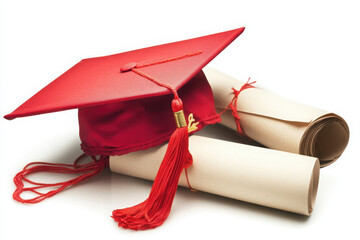 College graduation cap isolated on white or white background