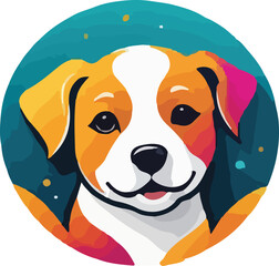 Baby Dog Illustration vector Design, Dog Logo and Icon Design, Colorful Dog vector design