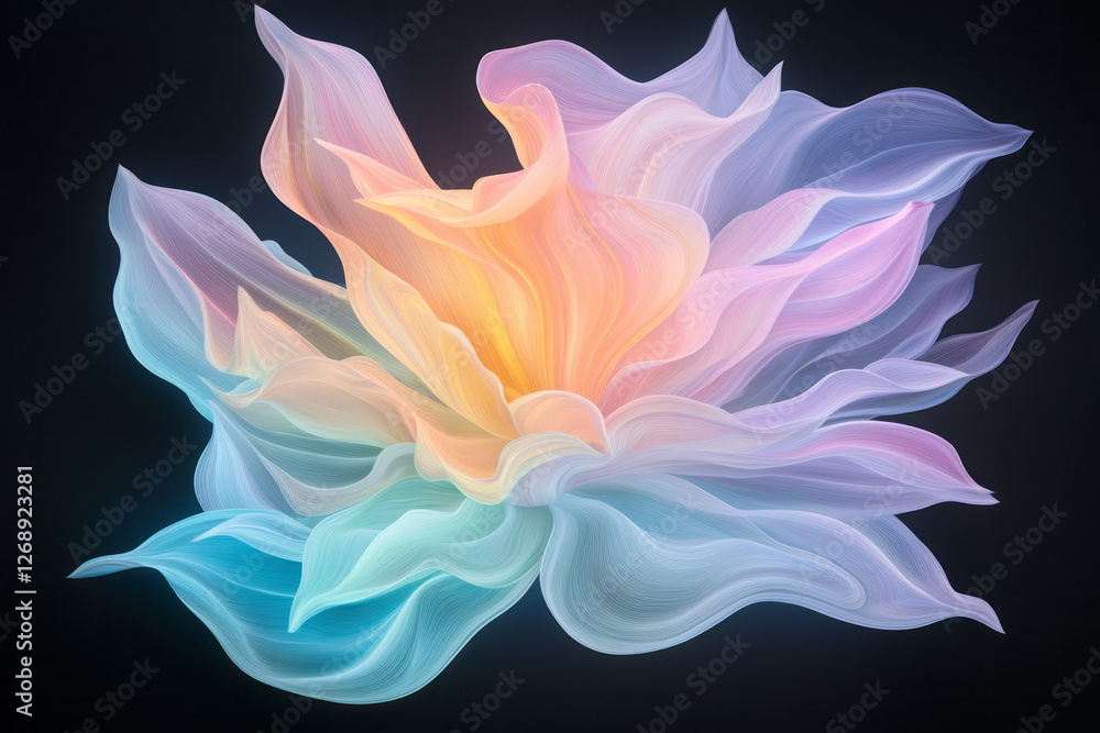 Poster a conceptual, dreamlike scene where a flower appears to be painted alive, the petals exploding into